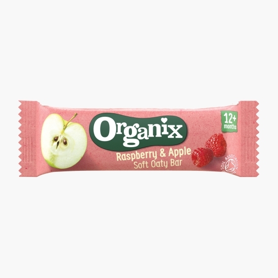 Batoane ecologice din ovăz integral cu mere și zmeură, 6x23g, 12+ luni