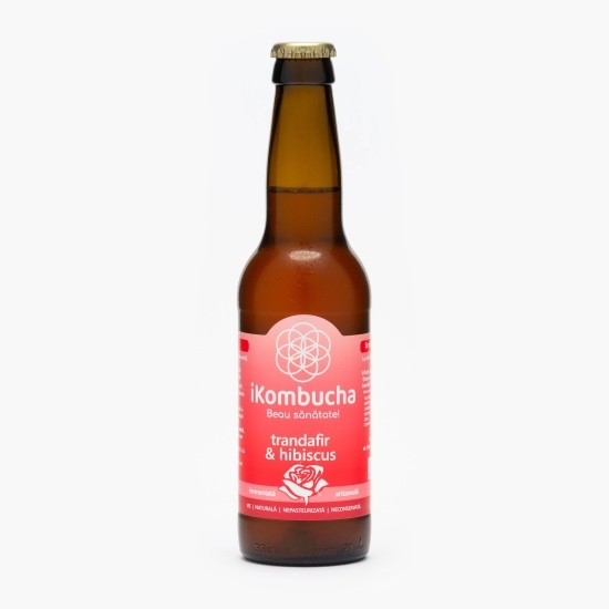 Kombucha băutură probiotică energizantă cu trandafir și hibiscus 330ml