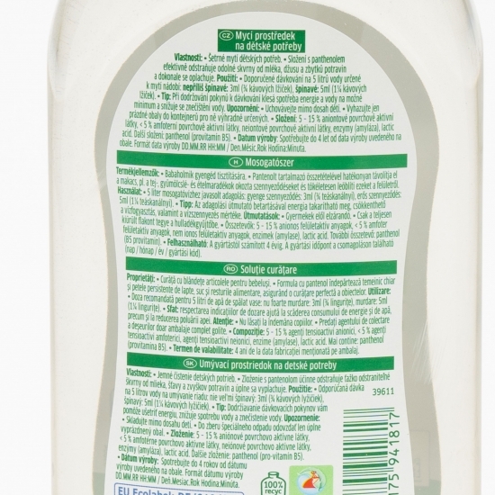 Soluție hipoalergenică de curățare pentru vase și biberoane 0.5l