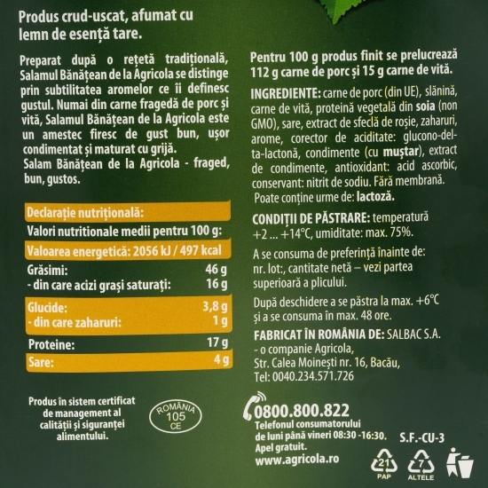Salam Bănățean feliat 150g