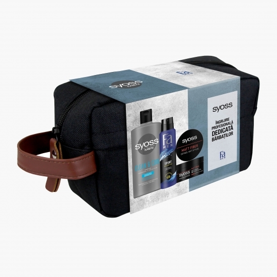 Set cadou pentru bărbați: Șampon Clean&Cool 440ml + Pastă modelatoare Matt Fiber 100ml +  Deodorant Fa Men Sport 150ml