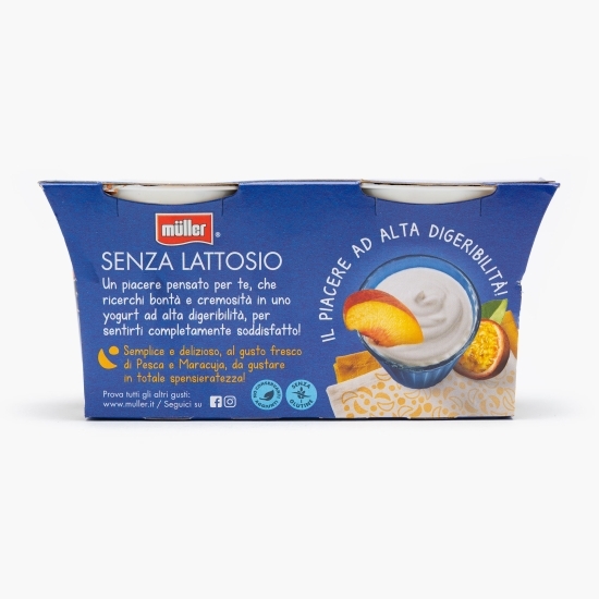 Iaurt fără lactoză, cu piersici și fructul pasiunii, 2x125g