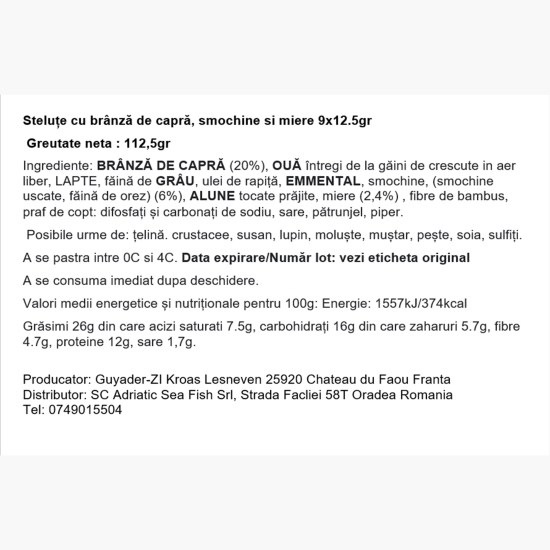 Steluțe cu brânză de capră, smochine și miere 9x12.5g