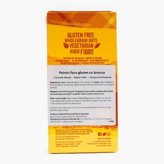 Pâinici (turtite) fără gluten din ovăz integral cu brânză 180g