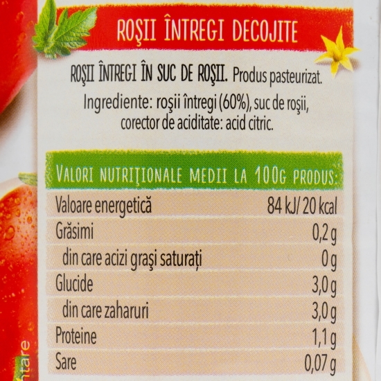 Roșii întregi în suc de roșii 400g