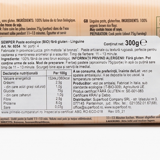 Paste eco fără gluten - Linguini 300g
