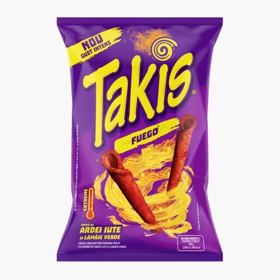 Snacks din porumb cu aromă de ardei iute și lămâie verde Fuego, 90g