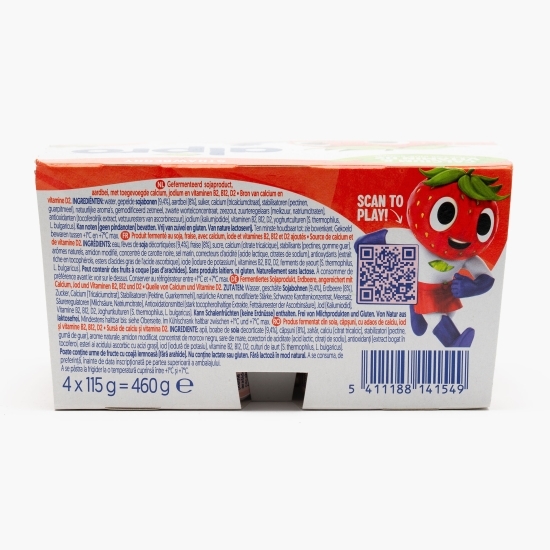 Produs fermentat din soia cu căpșuni, pentru copii 4x115g (460g)