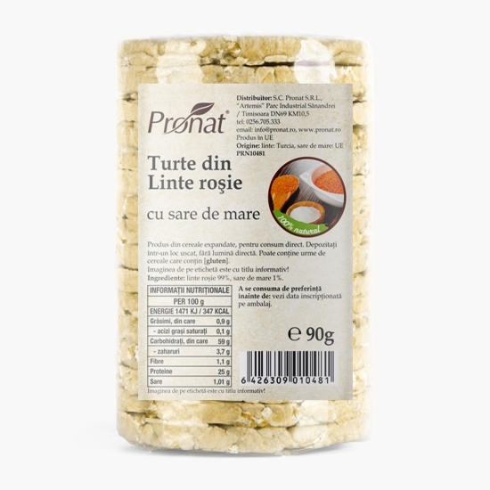 Turte din linte roșie cu sare de mare 90g