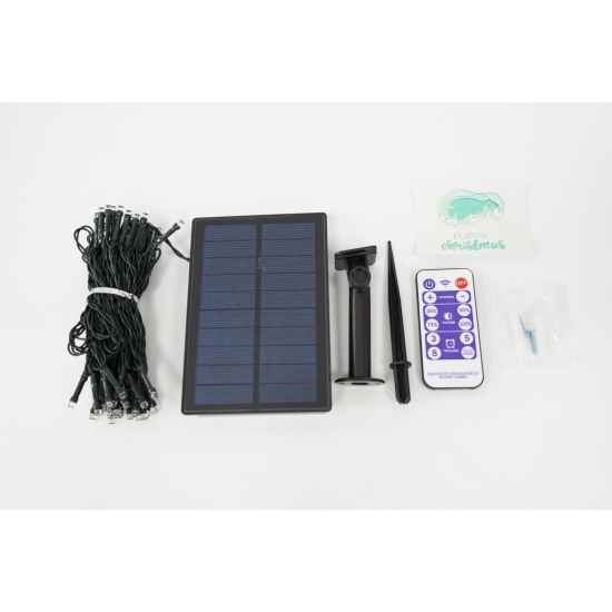 Instalație Crăciun, 7m, 50 de LED-uri, telecomandă 7 funcții, cu energie solară, fir de cupru, liniar