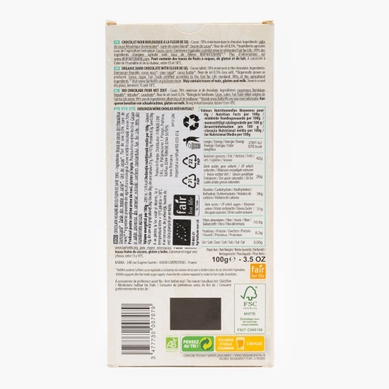 Ciocolată neagră eco cu 70% cacao 100g