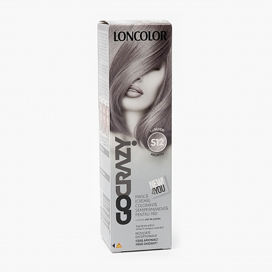 Mască (cremă) colorantă semipermanentă pentru păr S12 argintiu GoCrazy 100ml