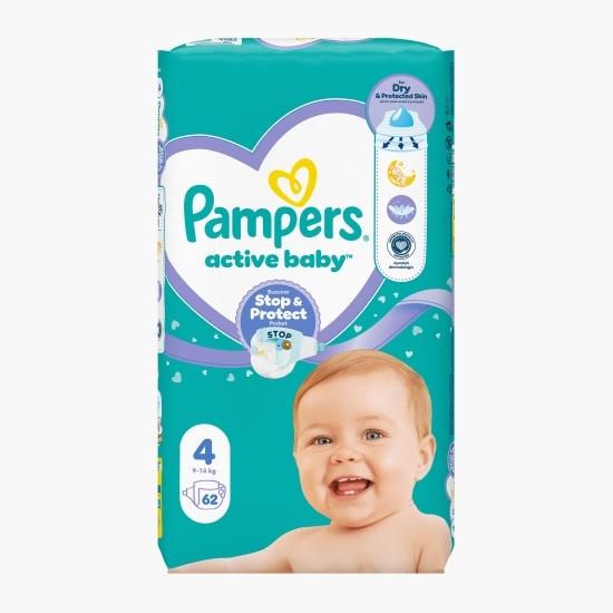 Scutece Active Baby mărimea 4, 9-14kg, 62 buc