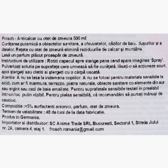 Soluție anticalcar cu oțet de zmeură spray 0.5l