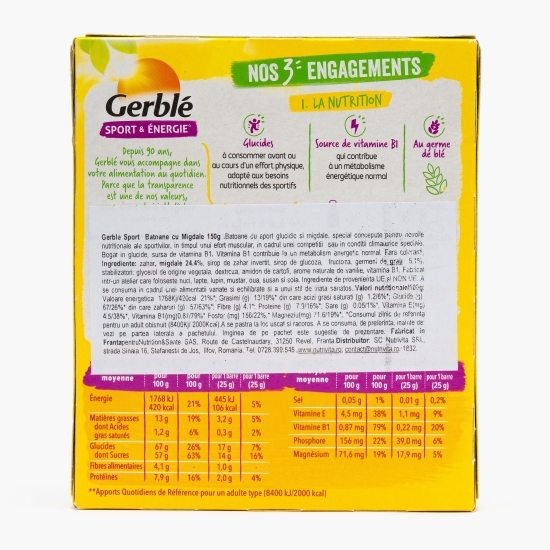 Batoane cu migdale Sport & Energie, 6x25g