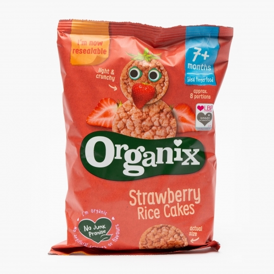 Rondele eco din orez cu căpșuni, 7+ luni, 50g