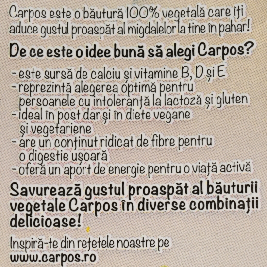 Băutură vegetală din migdale Carpos 1l