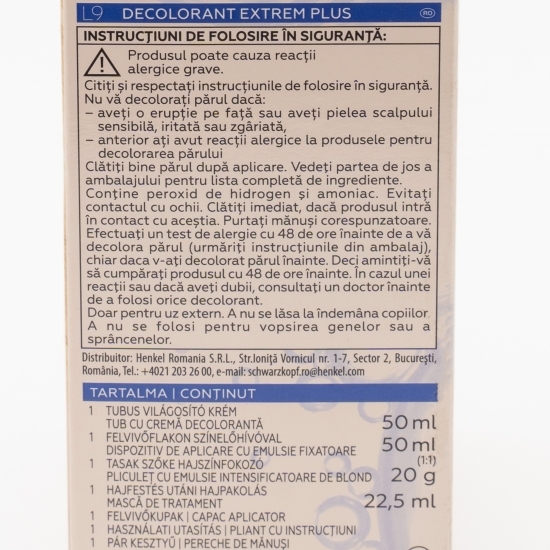 Decolorant de păr Color L9 extrem lightener plus 142.5ml
