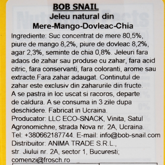 Jeleu natural din mere, mango, dovleac și chia, fără zahăr adăugat 27g