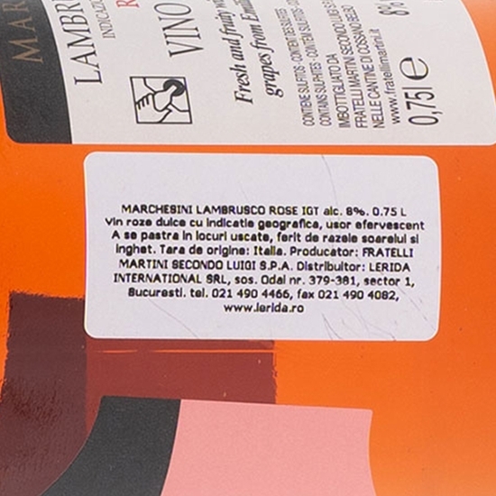 Vin spumant rose dulce Lambrusco Rose, 8%, 0.75l