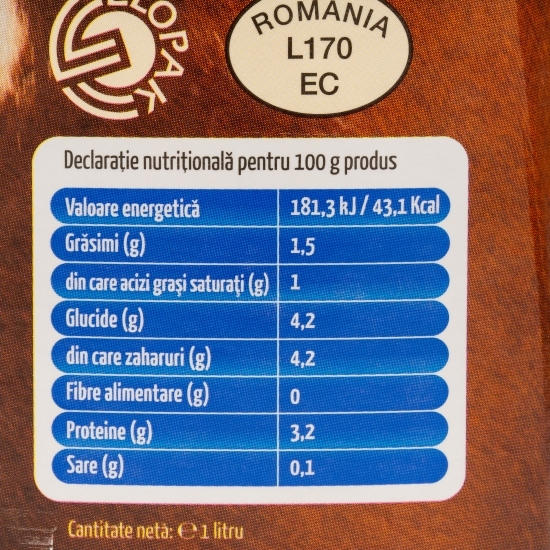 Lapte 1.5% grăsime, 1l