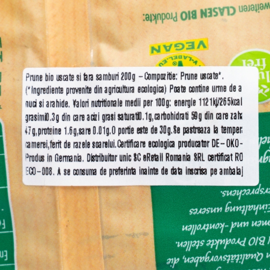 Prune eco uscate și fără sâmburi 200g