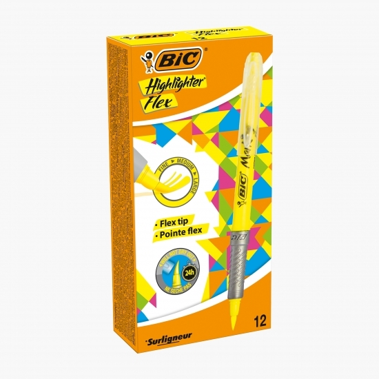 12 evidențiatoare Flex galben