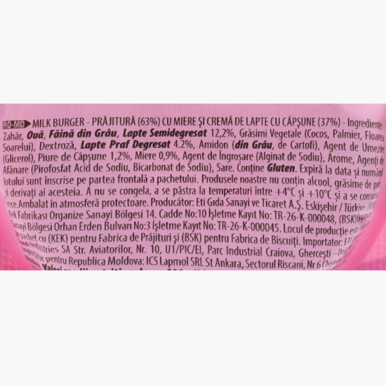 Prăjitură Milk Burger cu lapte și căpșuni 35g