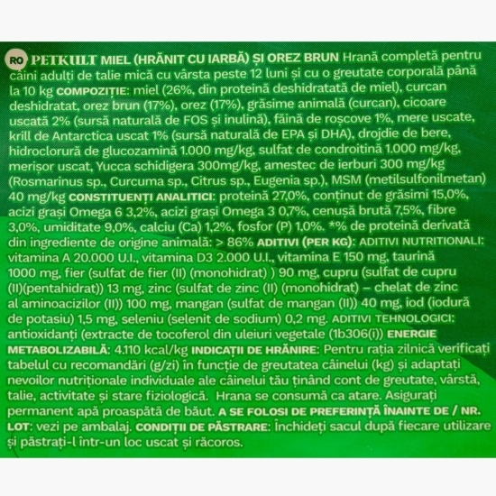 Hrană uscată pentru câini adulți de talie mică Sensitive, 12kg, cu miel și orez