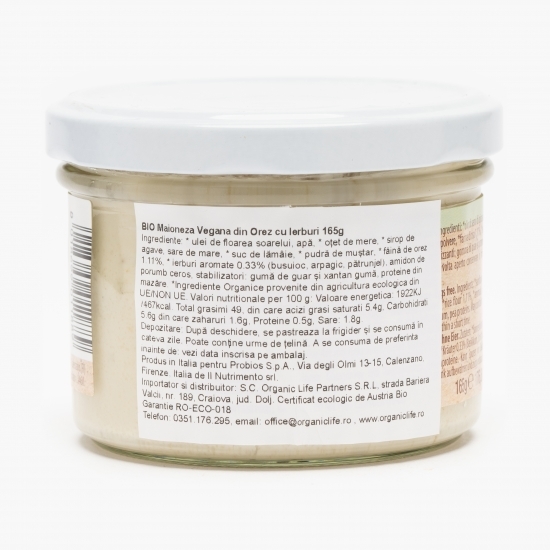 Maioneză vegană din orez cu ierburi eco 165g
