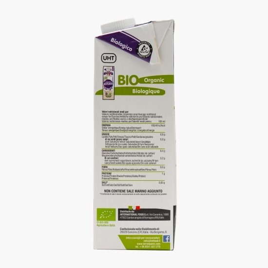 Băutură vegetală eco din ovăz integral (fără zahăr) 1l