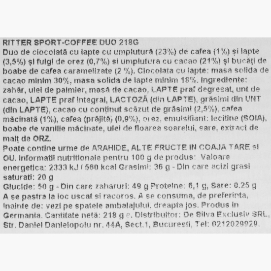 Ciocolată cu două tipuri de cafea 218g