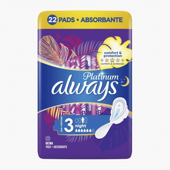 Absorbante Platinum night 22 buc