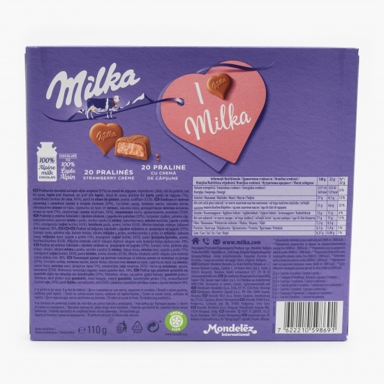 Praline de ciocolată umplute cu cremă de căpșune 110g