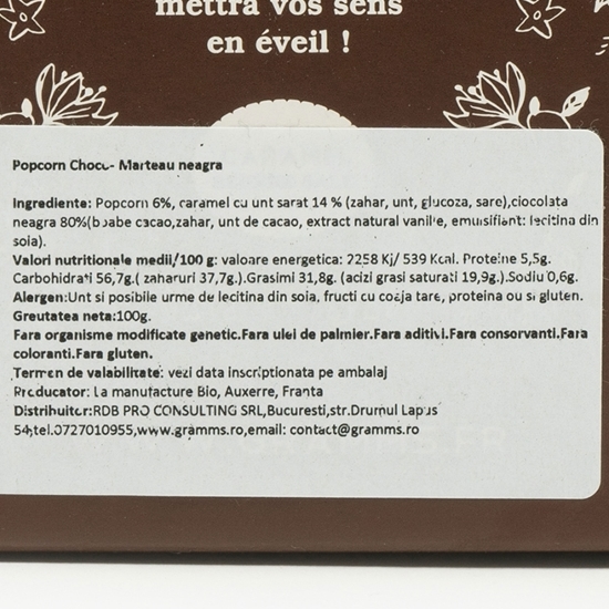 Popcorn Choco-Marteau cu ciocolată neagră 100g