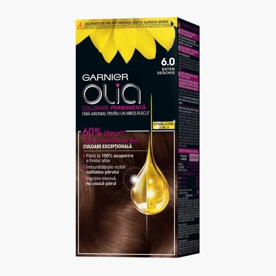 Vopsea de păr permanentă fără amoniac 6.0 Șaten deschis 112ml
