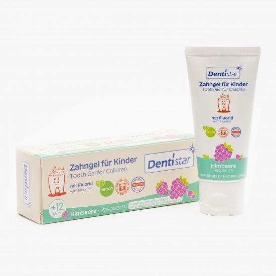 Pastă de dinți cu fluor pentru copii cu aromă de zmeură, +1 an, 60ml