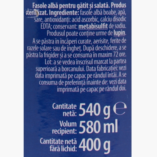 Fasole albă în saramură 540g