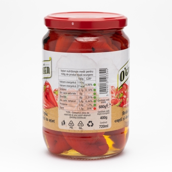 Ardei capia copți si decojiți în oțet 680g