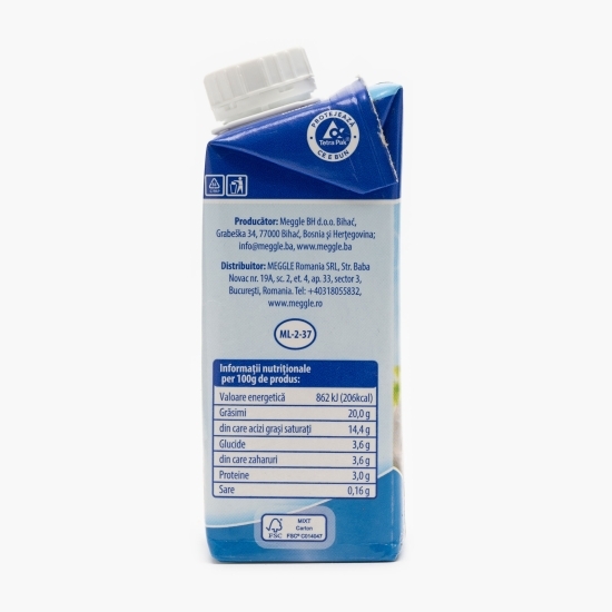 Smântână lichidă pentru gătit 20% grăsime 200ml