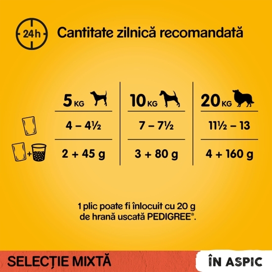 Hrană umedă pentru câini adulți, 4 x 100g, cu vită și pasăre în aspic