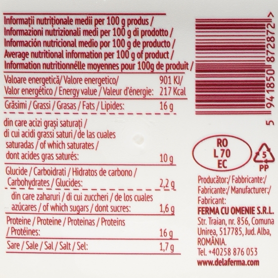 Telemea de vacă puțin sărată 375g