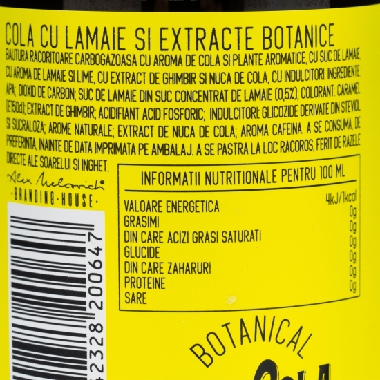 Băutură carbogazoasă Pop Cola zero zahăr cu lămâie & lime 0.5l