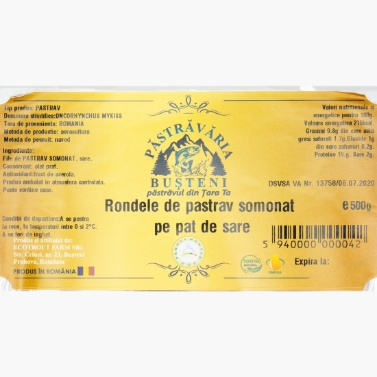 Rondele de păstrăv somonat pe pat de sare 500g