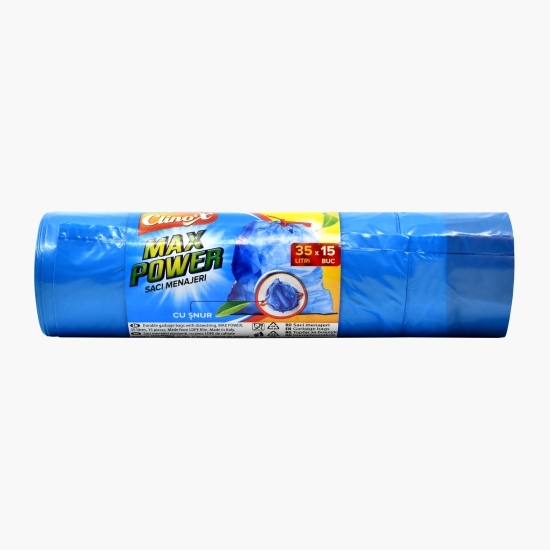 Saci menajeri Max Power cu șnur, 35l, 15 buc