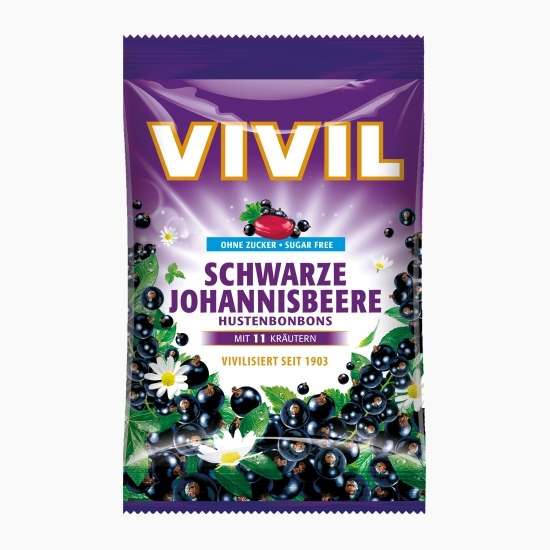 Bomboane cu aromă de coacăze negre cu vitamina C, fără zahăr 60g