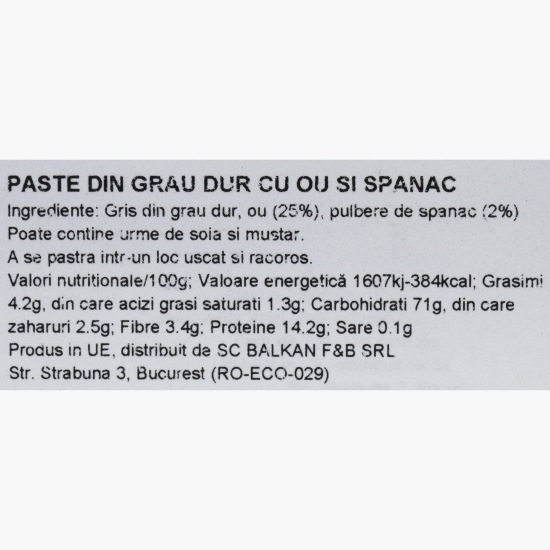 Paste Tagliarelle cu ou și spanac 250g