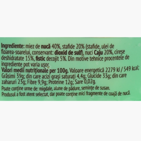 Power Mix (miez de nucă, stafide, nuci caju, cireșe, fistic) 80g