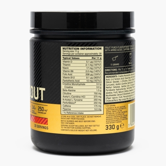 Pre Workout Gold Standard, aromă punch de fructe, 330g