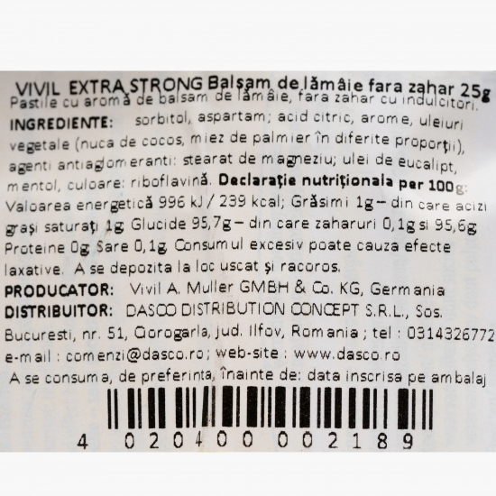 Bomboane Extra Strong aromă de lămâie, fără zahăr 25g